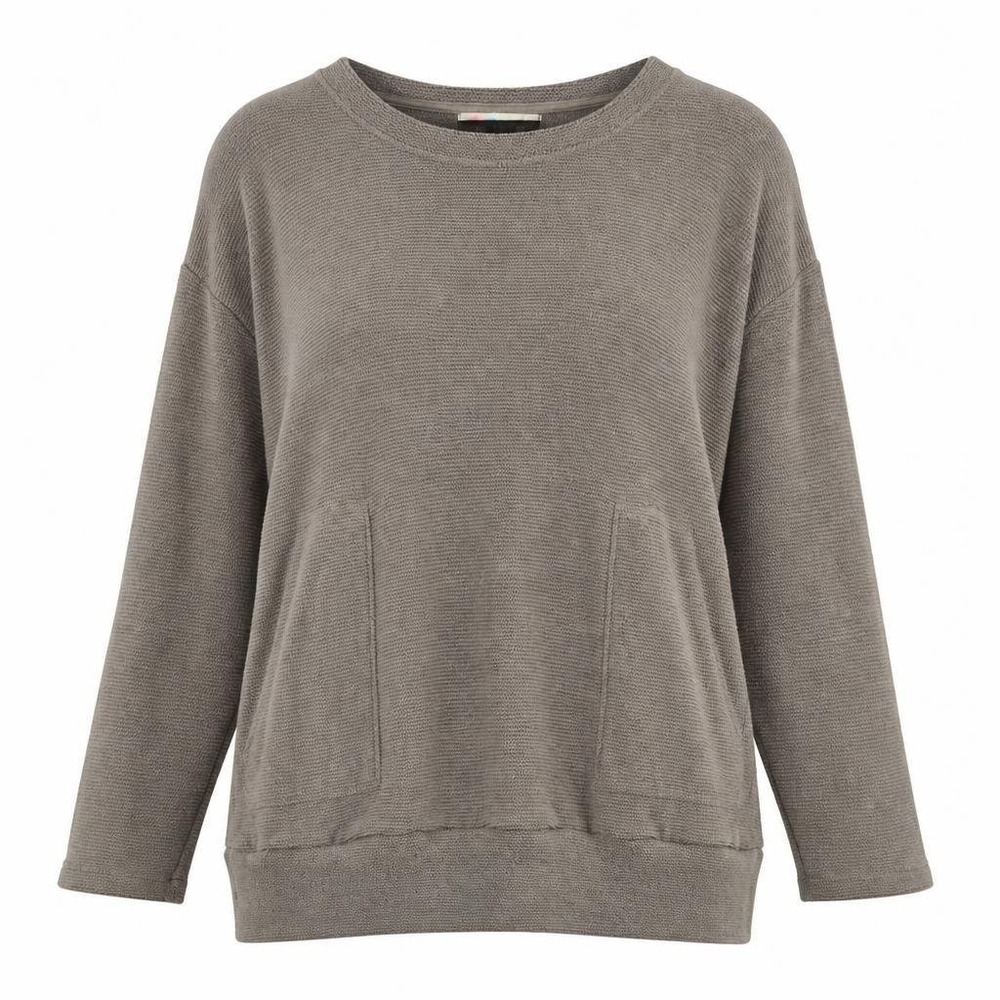 Free People Beach Sweater Womens L Gray Ottoman Slouchy Tunic Cowl Neck Pockets